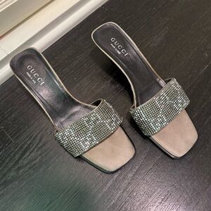 RARE Tom Ford era Gucci Crystal-Embellished Slide Mule Sandals